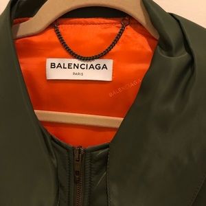 Balenciaga Scarf Tie Olive Bomber Jacket